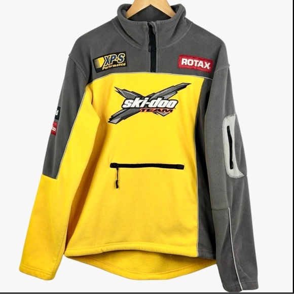 BRP Ski-Doo X Team HiVis Yellow & Grey 2 Pocket 1/4 Zip Micro Fleece Pull Over S - Picture 11 of 11